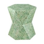 Ivory Τραπέζι Βοηθητικό Σκαμπό MDF Capiz Πράσινο (48.5x48.5x50)cm