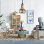 Ivory Τραπέζι Σαλονιού MDF/Capiz Άσπρο/Γαλάζιο (89x89x41)cm