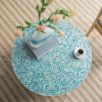 Ivory Τραπέζι Σαλονιού MDF/Capiz Άσπρο/Γαλάζιο (89x89x41)cm