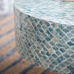 Ivory Τραπέζι Σαλονιού MDF/Capiz Άσπρο/Γαλάζιο (89x89x41)cm