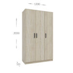 Ντουλάπα Τρίφυλλη Simple Σονόμα 120x52x205cm