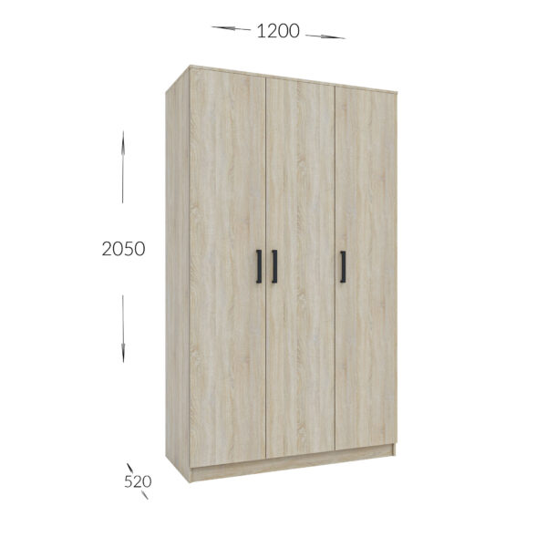 Ντουλάπα Τρίφυλλη Simple Σονόμα 120x52x205cm