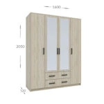 Ντουλάπα Τετράφυλλη Simple 4D2D Σονόμα 160x52x205cm