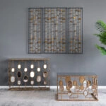 Wynland Κονσόλα Μέταλλο/Γυαλί Χρυσό/Λευκό (100x30.5x77)cm