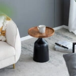 Sergilis Τραπέζι Βοηθητικό από Ξύλο Ακακίας/Αλουμίνιο Καφέ/Μαύρο (38x38x49.5)cm Σετ/2