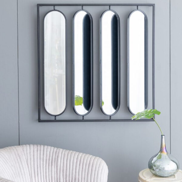 Celine Καθρέπτης Περιστρεφόμενος Τοίχου Μέταλλο/Γυαλί Μαύρο (91.4x1.9x91.4)cm