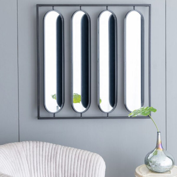 Celine Καθρέπτης Περιστρεφόμενος Τοίχου Μέταλλο/Γυαλί Μαύρο (91.4x1.9x91.4)cm