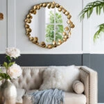 Leaf Καθρέπτης Τοίχου Μέταλλο/Γυαλί Χρυσό (90x90x7)cm