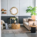 Leaf Καθρέπτης Τοίχου Μέταλλο/Γυαλί Χρυσό (90x90x7)cm