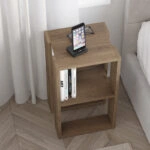 Κομοδίνο - τραπεζάκι βοηθητικό Lonie  χρώμα ανοιχτό καρυδί 34x30x55εκ.