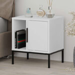 Κομοδίνο Glynn χρώμα λευκό 45x35x50εκ.