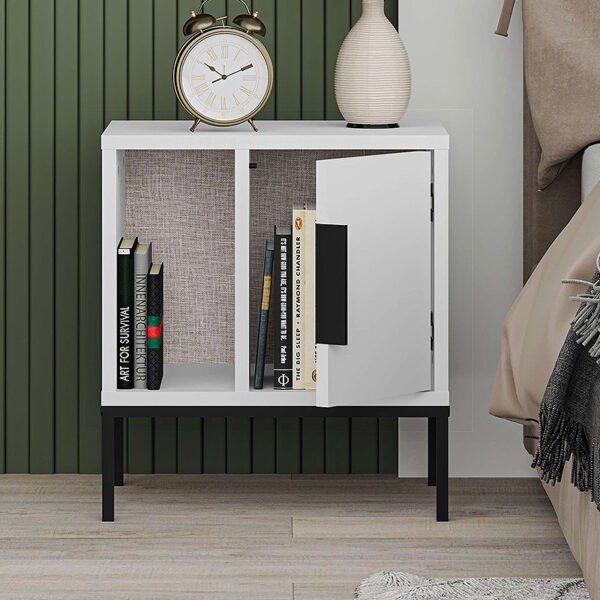 Κομοδίνο Glynn χρώμα λευκό 45x35x50εκ.