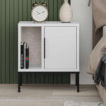 Κομοδίνο Glynn χρώμα λευκό 45x35x50εκ.