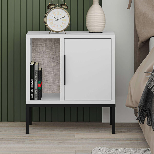 Κομοδίνο Glynn χρώμα λευκό 45x35x50εκ.