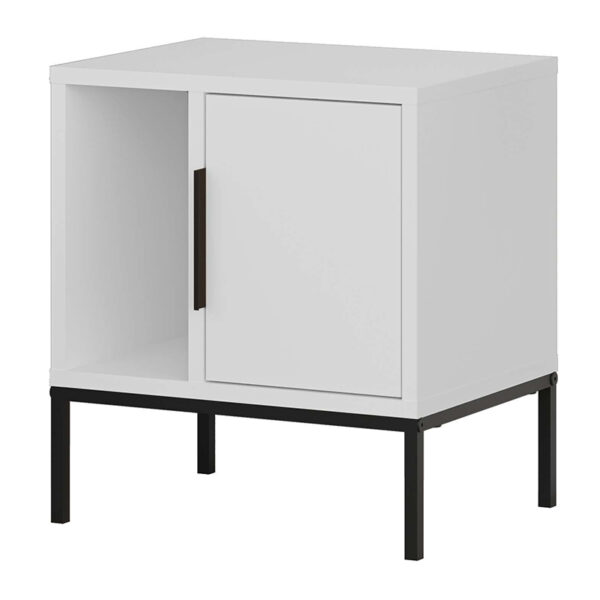 Κομοδίνο Glynn χρώμα λευκό 45x35x50εκ.