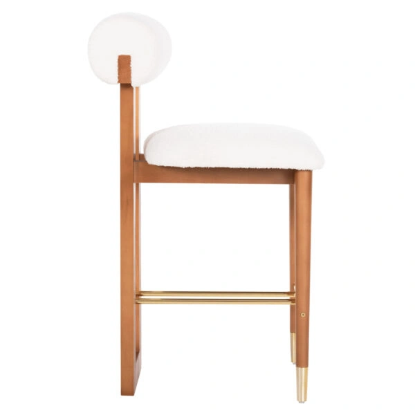 ΣΚΑΜΠΟ ΜΠΑΡ TONDELLA HM18146.12 ΞΥΛΟ ΚΑΡΥΔΙΑΣ-ΥΦΑΣΜΑ ΜΠΟΥΚΛΕ ΛΕΥΚΟ-ΜΕΤΑΛΛΟ ΣΕ ΧΡΥΣΟ