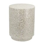 Ivory Τραπέζι Βοηθητικό Σκαμπό MDF Capiz Μπεζ (35x35x45)cm