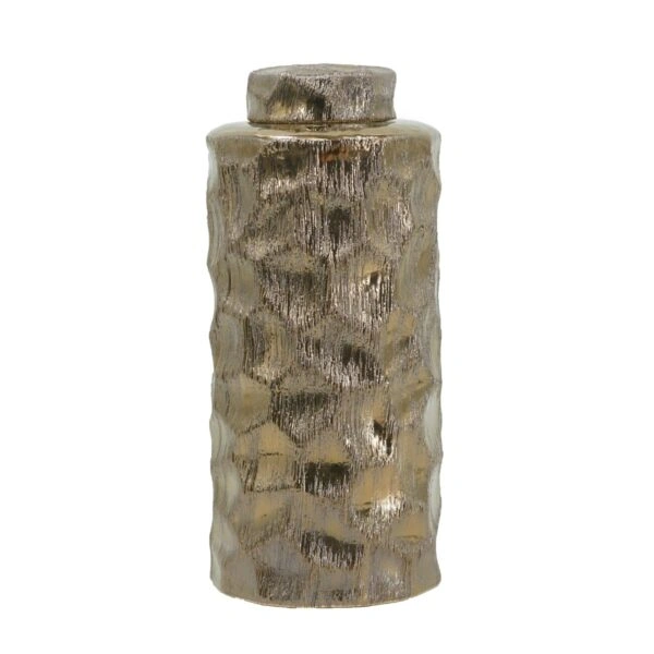Artekko Lidded Μπρονζέ Κεραμικό Διακοσμητικό Δοχείο Βάζο με Καπάκι (14x14x32.5)cm