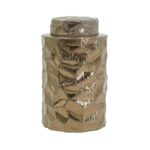 Artekko Lidded Μπρονζέ Κεραμικό Διακοσμητικό Δοχείο Βάζο με Καπάκι (15x15x25)cm