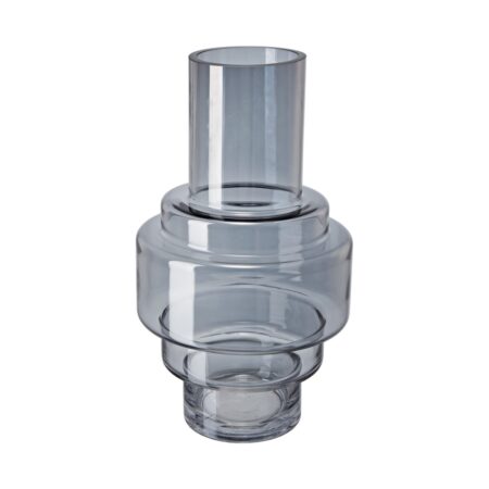 Artekko Fluted Διακοσμητικό Βάζο Ημιδιάφανο Γκρι (19.5x19.5x35)cm