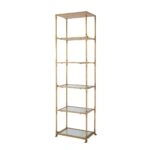 Perisa Ραφιέρα Βιβλιοθήκη με 5 Ράφια από Καθρέπτη Μεταλλική Χρυσή (50x37x179)cm