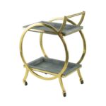 Cart Τρόλεϊ Μπαρ με 2 Επίπεδα Μέταλλο MDF Γκρι Χρυσό (64x41x86)cm