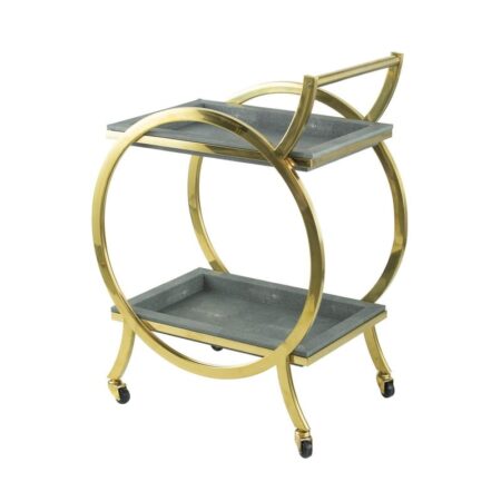 Cart Τρόλεϊ Μπαρ με 2 Επίπεδα Μέταλλο MDF Γκρι Χρυσό (64x41x86)cm