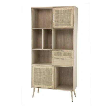 Artekko Cons MDF Μπουφές με Ψάθα σε Φυσική Απόχρωση (90x37x189)cm