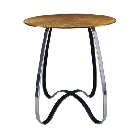 Artekko Loza Χρυσό Μεταλλικό Βοηθητικό Τραπέζι με Ασημί Πόδια (46x46x51)cm