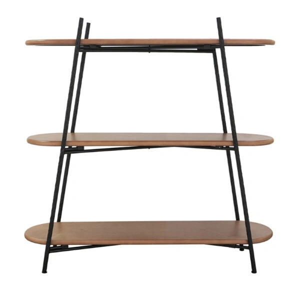 Shelf Ραφιέρα Βιβλιοθήκη 3 Επιπέδων MDF Μέταλλο Καφέ Μαύρο (108x35.5x107)cm