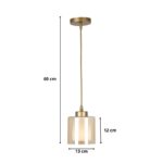 Φωτιστικό οροφής Kenedy E27 γυάλινο μονόφωτο χρώμα χρυσό Ø13x60εκ.