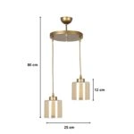 Φωτιστικό οροφής Kenedy E27 μεταλλικό - γυάλινο δίφωτο χρώμα χρυσό Ø25x80εκ.