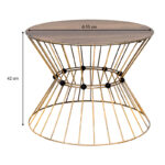 Τραπεζάκι σαλονιού Girene μεταλλικό - Mdf χρώμα χρυσό - καρυδί Ø55x42εκ.