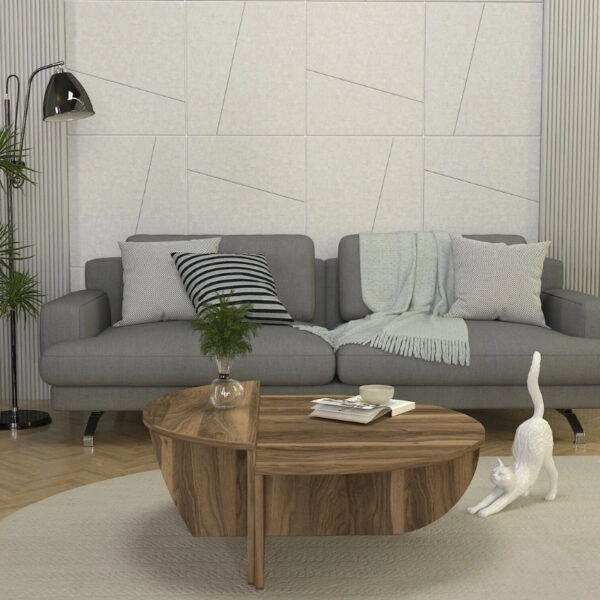 Τραπεζάκι σαλονιού Nilvia  χρώμα καρυδί Ø85x35εκ.