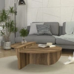 Τραπεζάκι σαλονιού Nilvia  χρώμα καρυδί Ø85x35εκ.