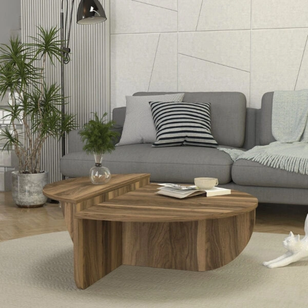 Τραπεζάκι σαλονιού Nilvia  χρώμα καρυδί Ø85x35εκ.