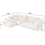 ΚΑΝΑΠΕΣ ΓΩΝΙΑ (ΑΡΙΣΤΕΡΗ) BRICKEN HM3275.02L ΕΚΡΟΥ ΥΦΑΣΜΑ 110-282x98-160x72Υεκ.