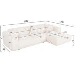 ΚΑΝΑΠΕΣ ΓΩΝΙΑ BRICKEN HM3275.02R ΕΚΡΟΥ ΥΦΑΣΜΑ 110-282x98-160x72Υεκ.