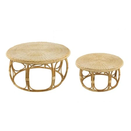 Artekko Rattan Τραπέζι Σαλονιού από Ρατάν σε Φυσική Απόχρωση (101.6x101.6x50.8)cm Σετ/2