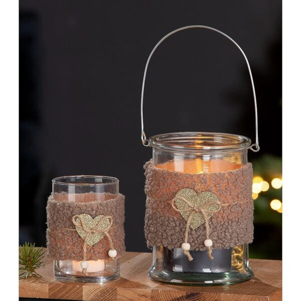 Κηροπήγιο Με Χερούλι Διάφανο Γυαλί 17cm