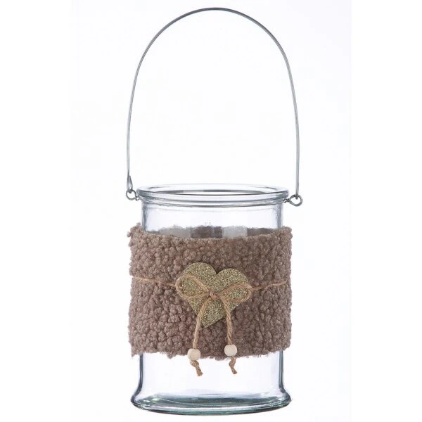 Κηροπήγιο Με Χερούλι Διάφανο Γυαλί 17cm