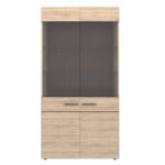 Βιτρίνα Δίφυλλη Solo 100x41x197cm Sonoma με Wenge και MDF Καμπυλωτό τελείωμα στις πόρτες