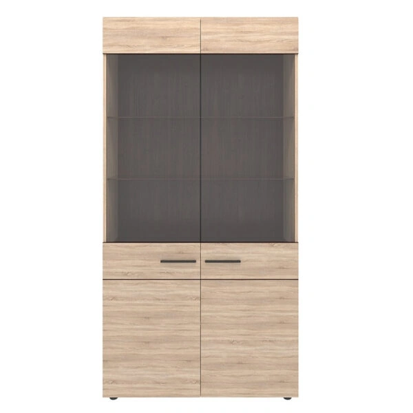 Βιτρίνα Δίφυλλη Solo 100x41x197cm Sonoma με Wenge και MDF Καμπυλωτό τελείωμα στις πόρτες