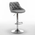 Σκαμπό Bar  JORDO Με Πλάτη Πτυσσόμενο Γκρι Βελούδο/Μέταλλο 46x46x83-105cm