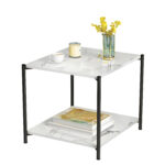 Τραπεζάκι Σαλονιού ARGUN Λευκό Με Όψη Μαρμάρου MDF/Μέταλλο 40x40x43cm