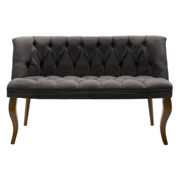 Καναπές Loreta  2θέσιος βελούδο ανθρακί με μαύρα πόδια 118x55x78εκ