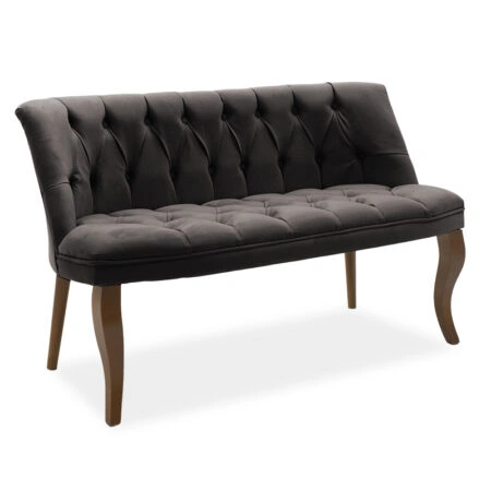 Καναπές Loreta  2θέσιος βελούδο ανθρακί με μαύρα πόδια 118x55x78εκ