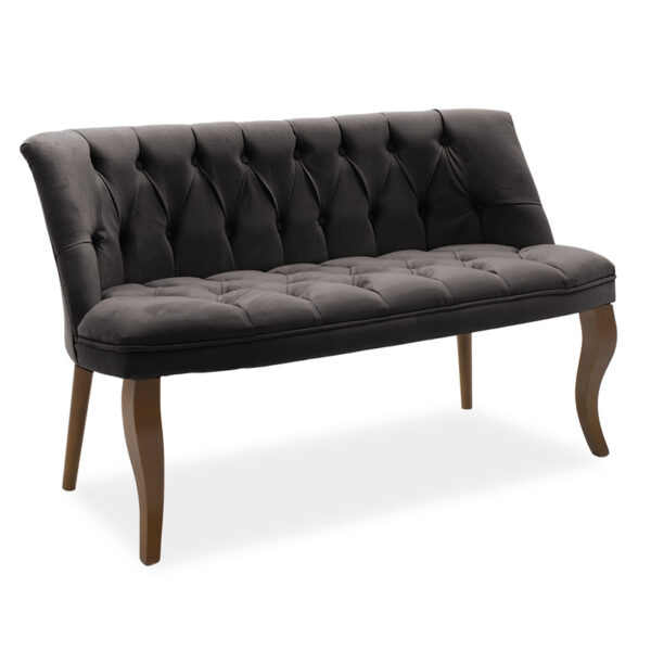 Καναπές Loreta  2θέσιος βελούδο ανθρακί με μαύρα πόδια 118x55x78εκ