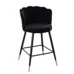 Σκαμπό Bar GESELL Με Πλάτη Μαύρο Βελούδο/Μέταλλο 50x50x90cm