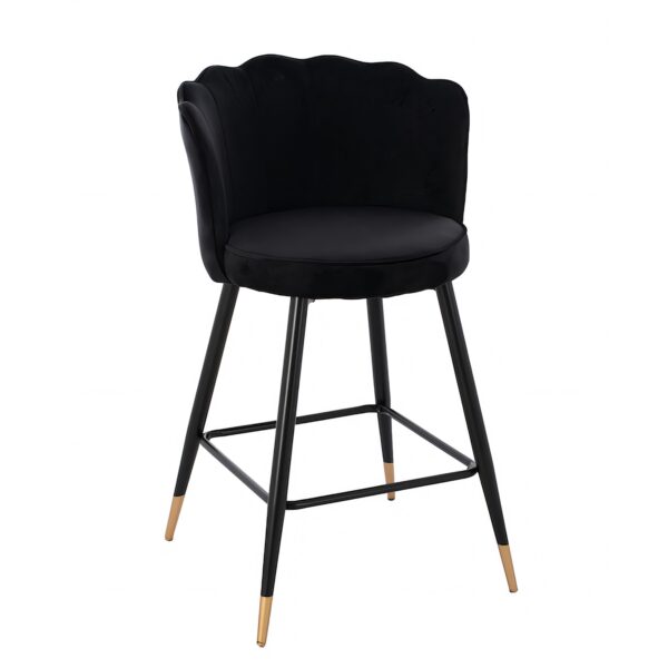 Σκαμπό Bar GESELL Με Πλάτη Μαύρο Βελούδο/Μέταλλο 50x50x90cm